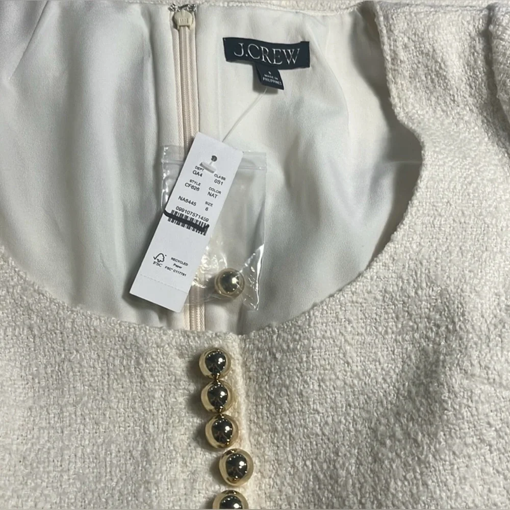 J.Crew Sophia scoopneck dress in tweed in natural